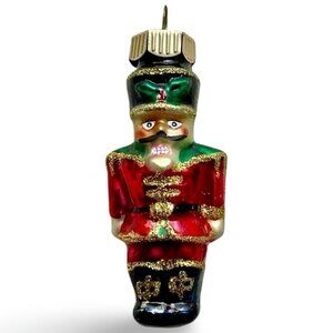 Christopher Radko Nutcracker‎ Christmas Ornament Glass Toy Soldier Red Green